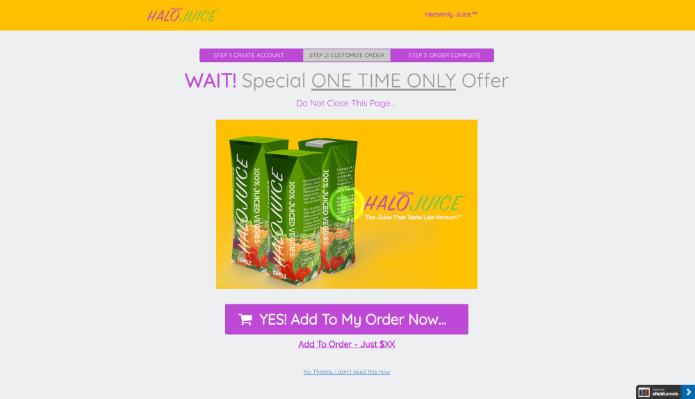Product Page / 2-Step Order Form