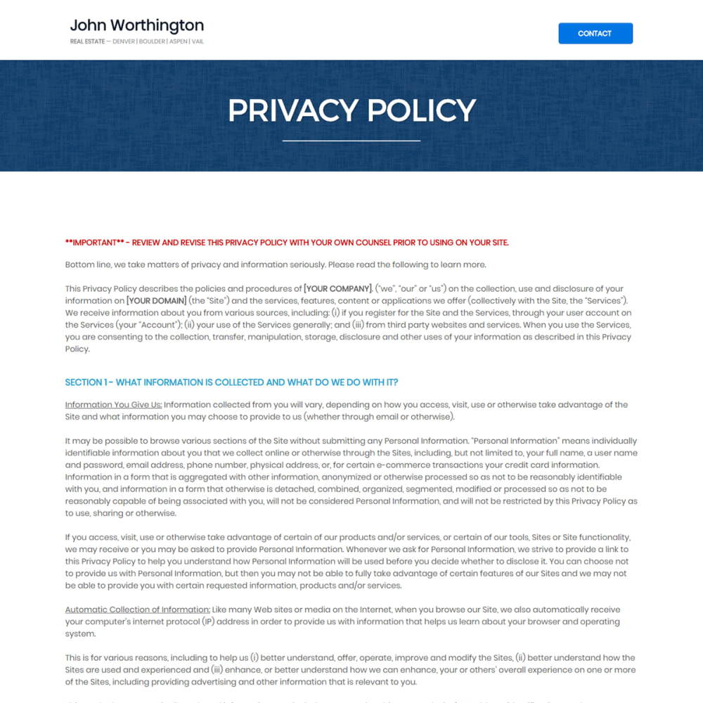 [BONUS] Privacy Policy Page
