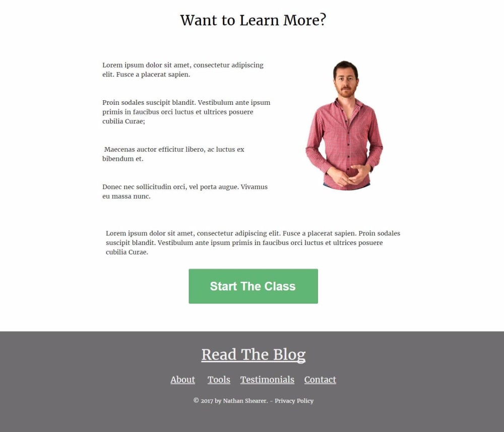 Footer with Personality and Other Links