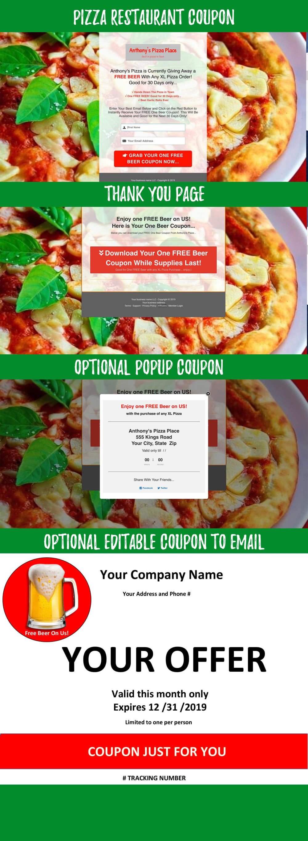 Pizza Restaurant Coupon Funnel