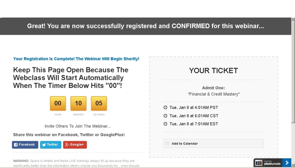 Confirmation Page