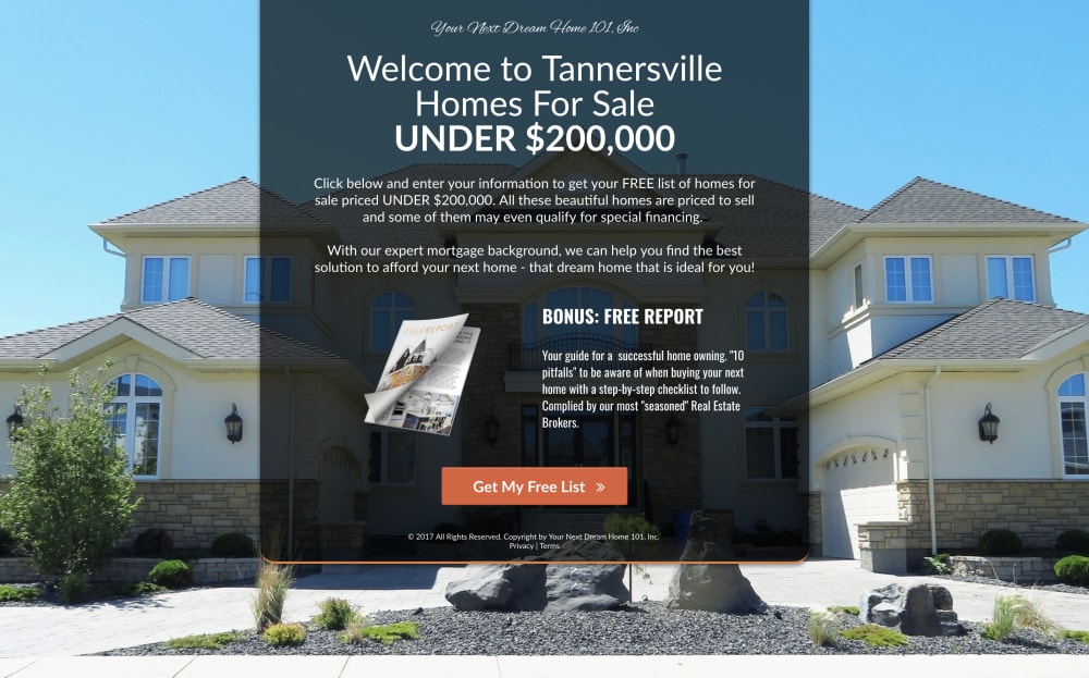 The landing page
