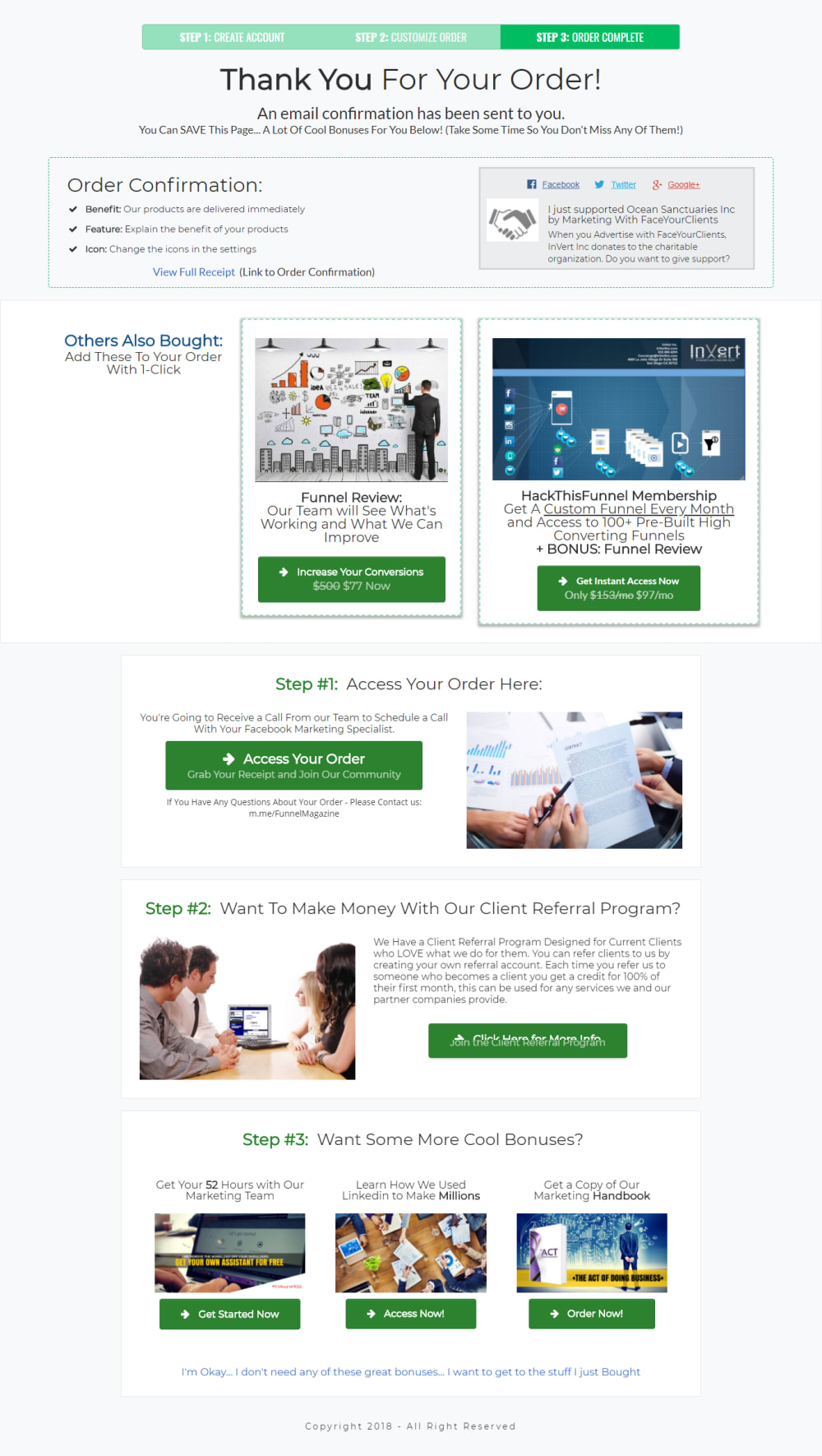 5 Steps Sales Funnel: OTO page
