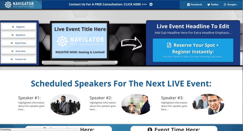Live Event And Webinar Registration Page