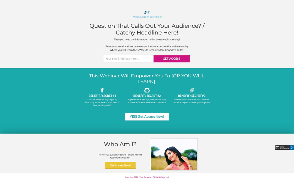 Webinar Registration / Lead Capture Page
