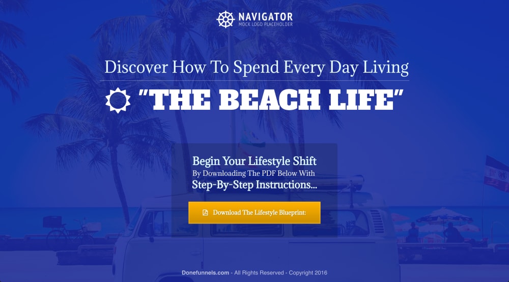 Beach Lifestyle Thank You Page: Desktop View
