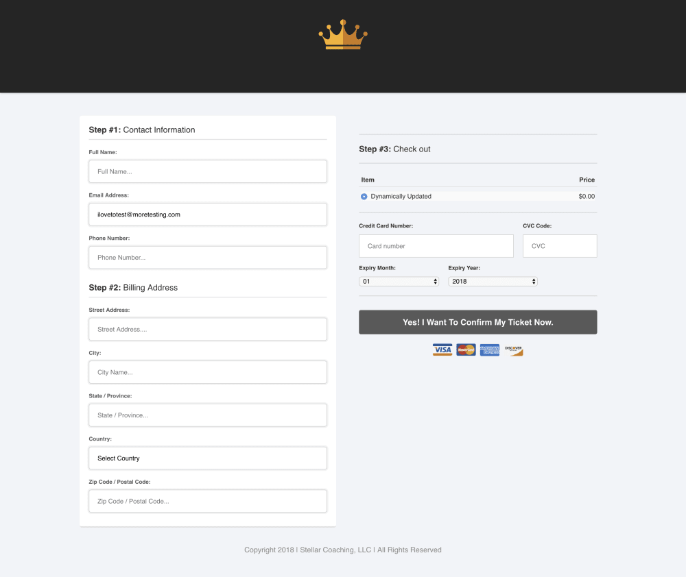 Live Workshop Order Page