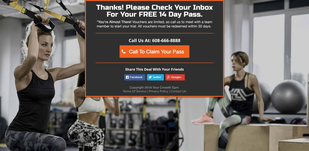 Crossfit Gym - Thank You Page