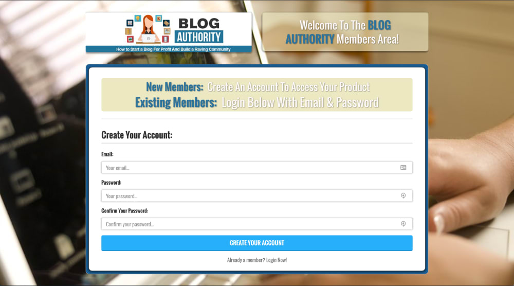 Blog Authority Membership Access Page