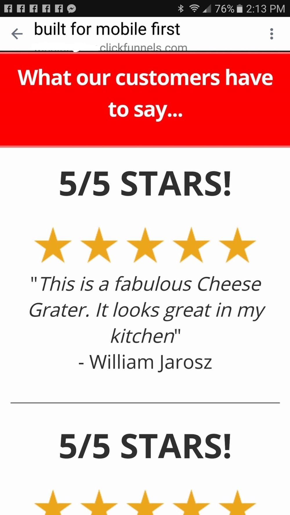 Star rating for reviews