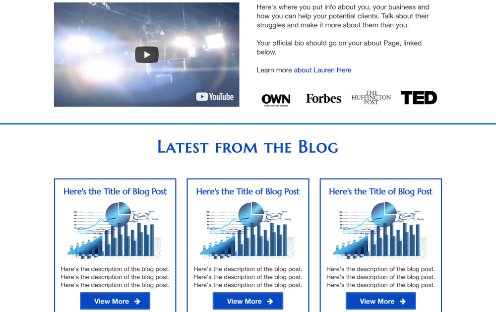 Home Page About and Blog Area