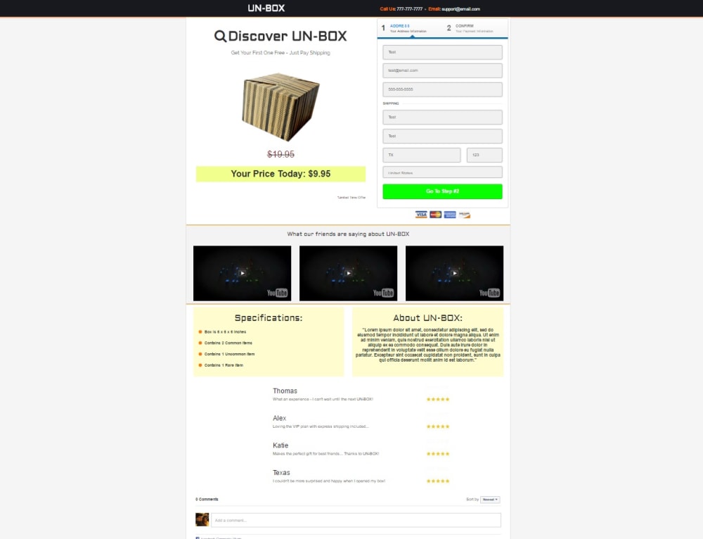 One Time Order Page + Promotion Order Page