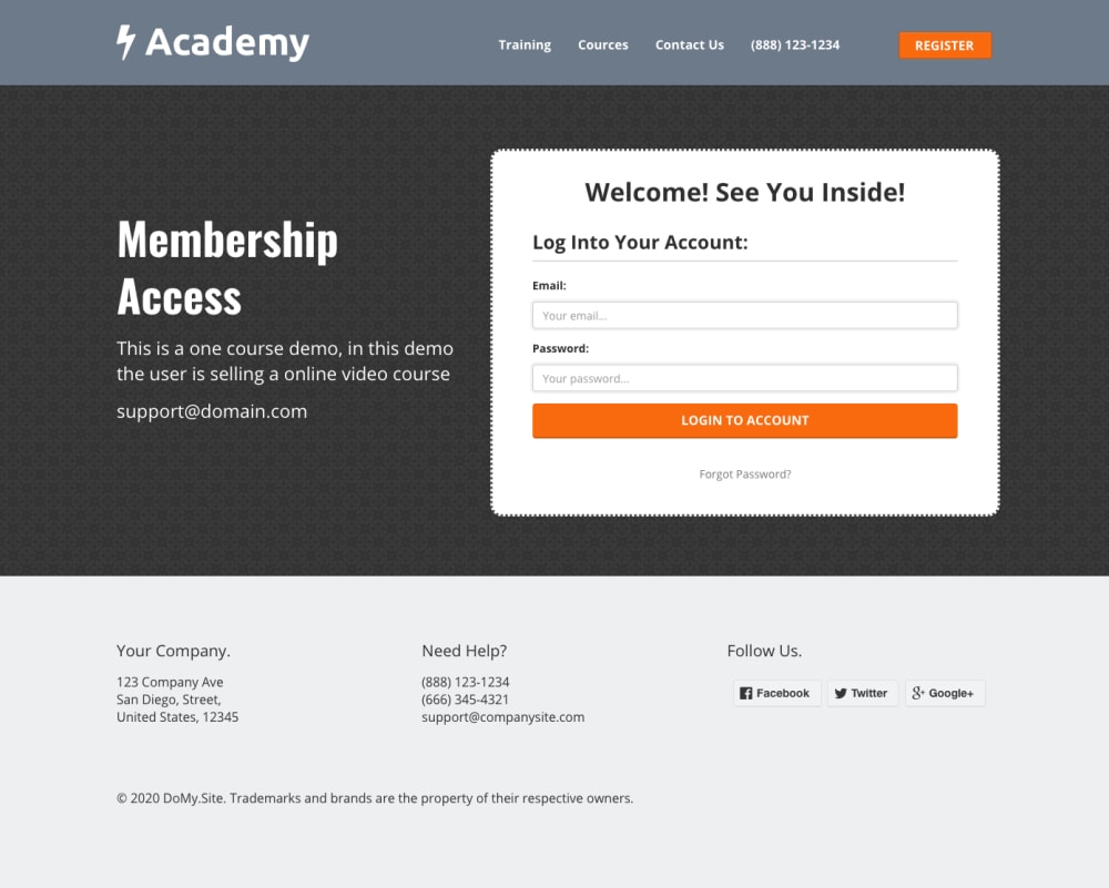 Member registration and member login page..