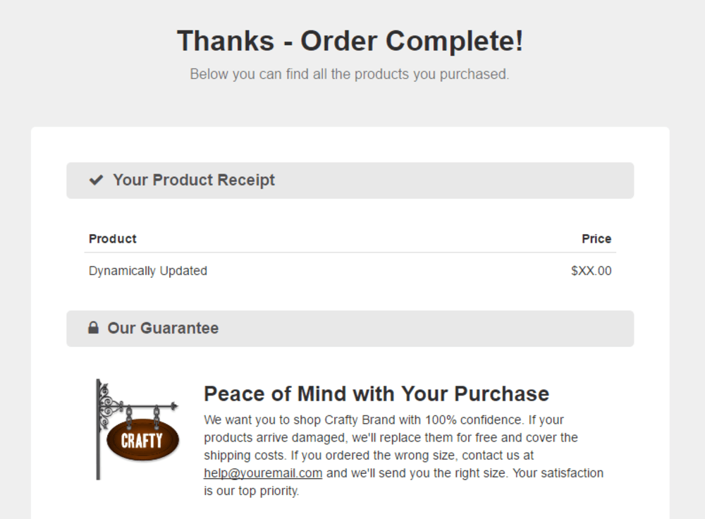 Order Confirmation Page
