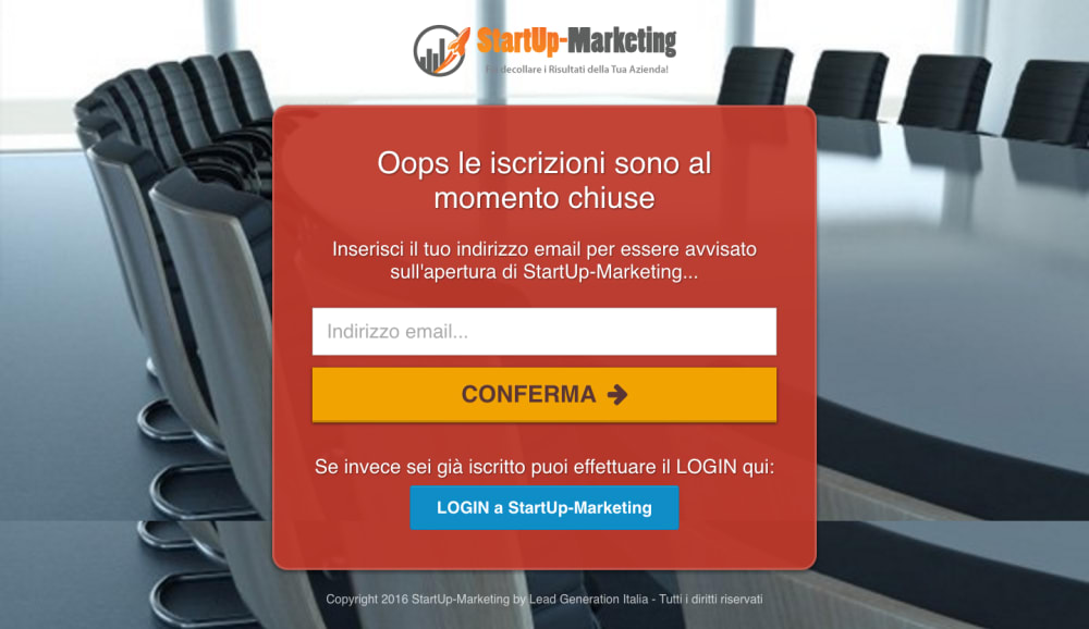9. Pagina Optin Iscrizioni Chiuse