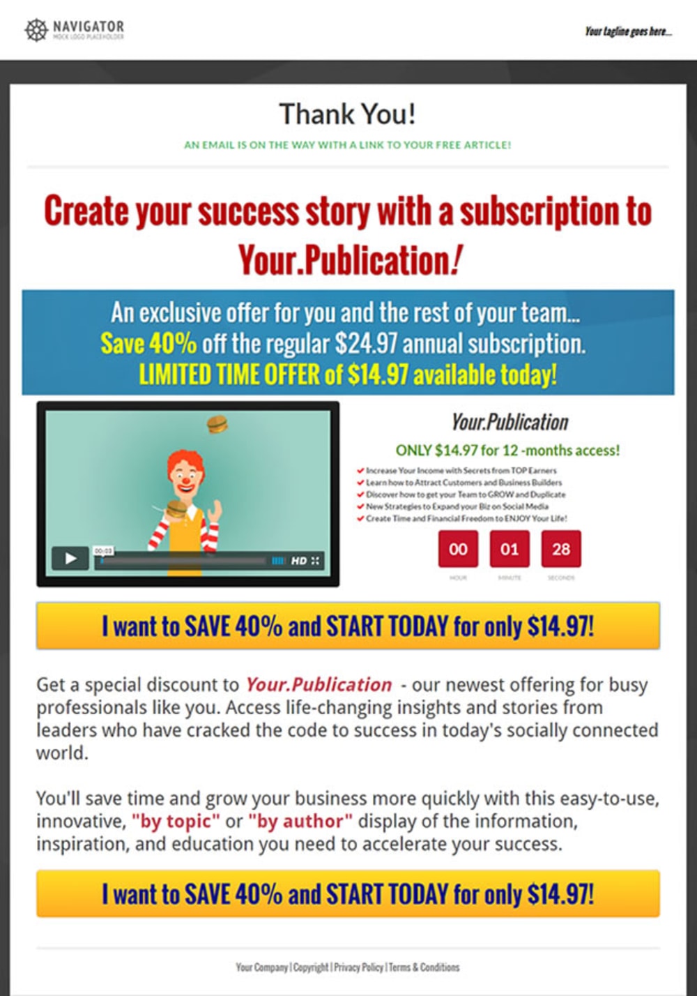 Thank You / Sales Page