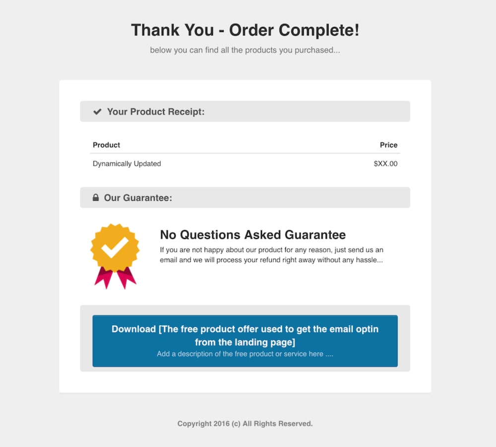 Order Confirmation Page