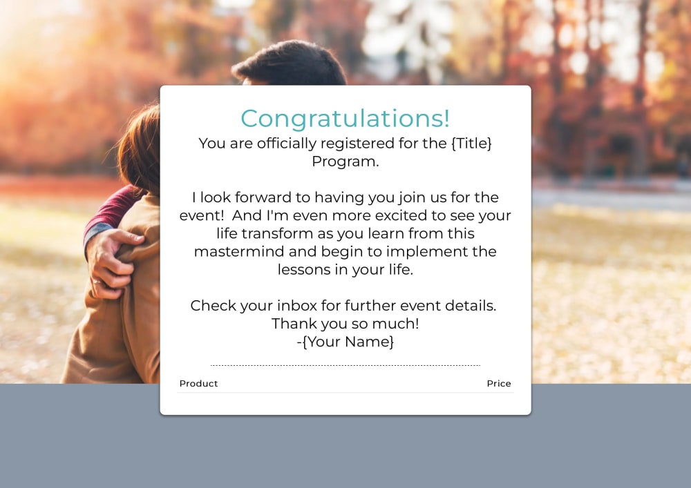 Order Confirmation Page Version 1