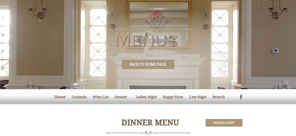Menu page with smooth linked navigation