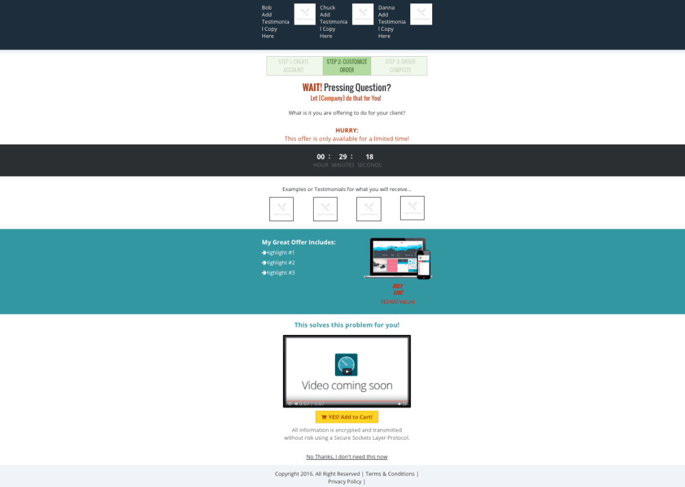 Sales/UpSell 2 Page and VSL