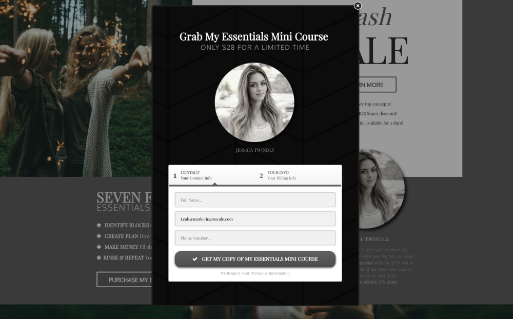 Pop Up Order Form