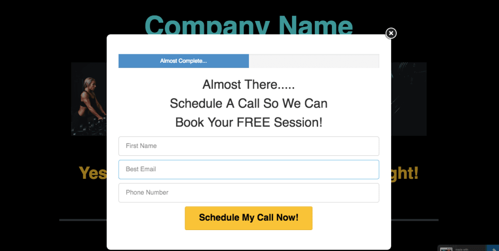 Pop Up to Schedule Call