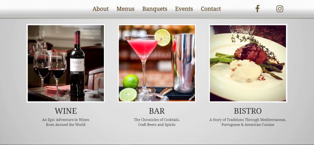 Home Page Menus