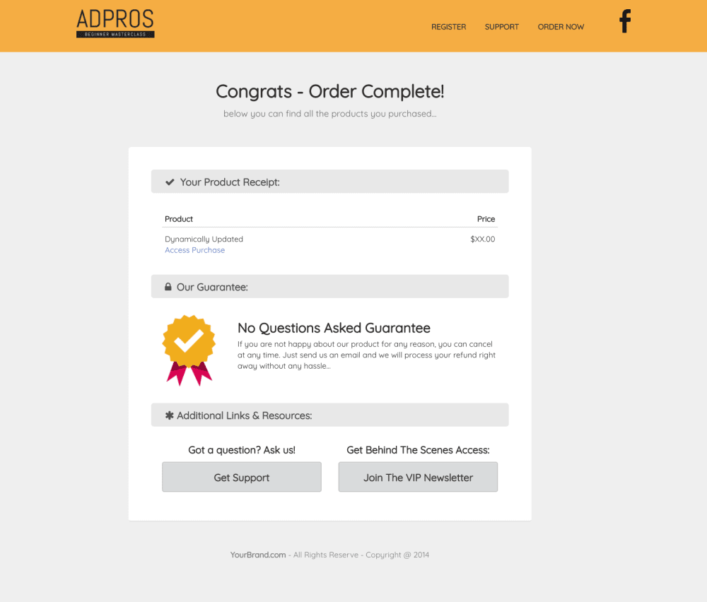 Confirmation Page