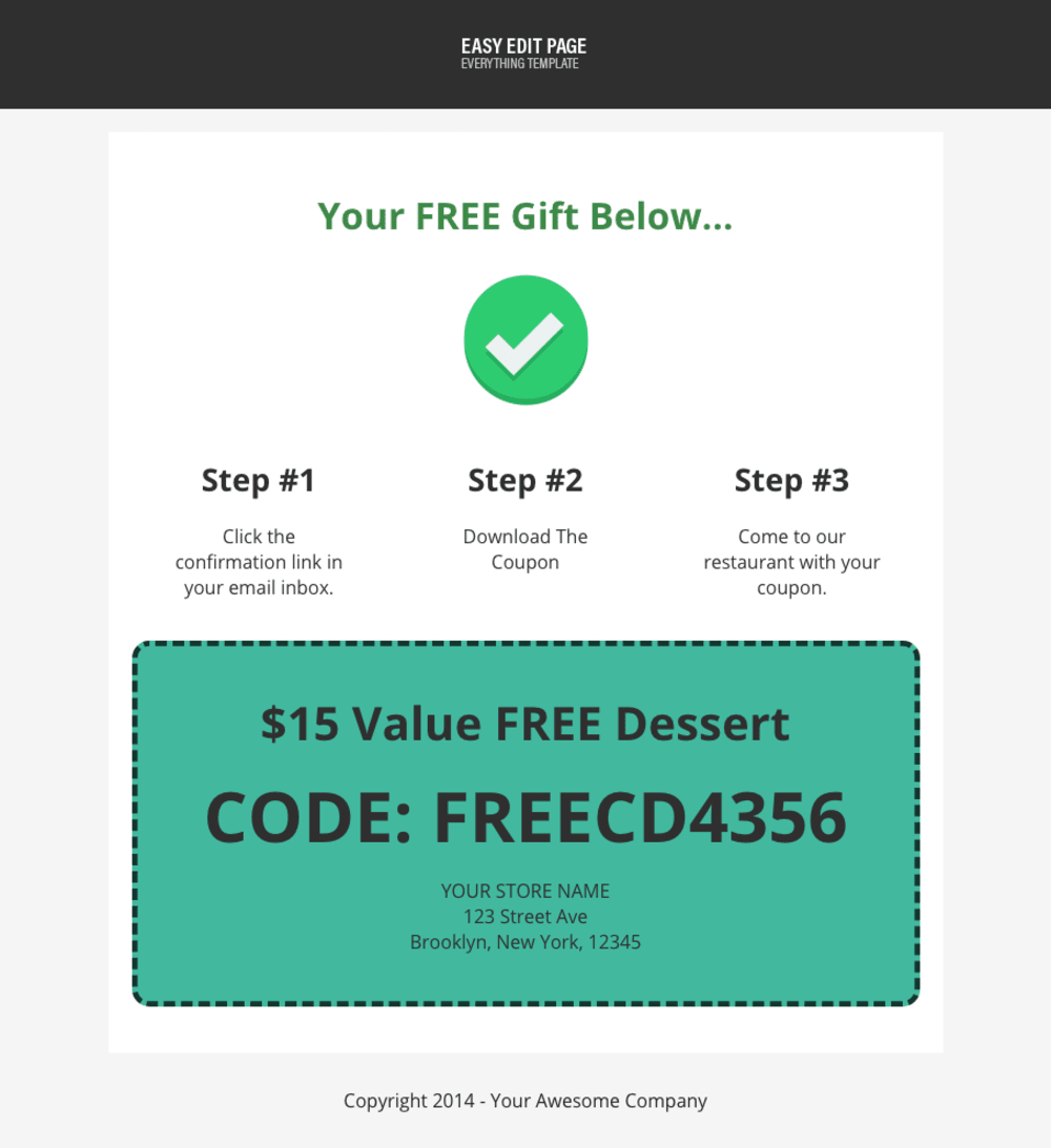 Confirmation Page with Build-in Coupon