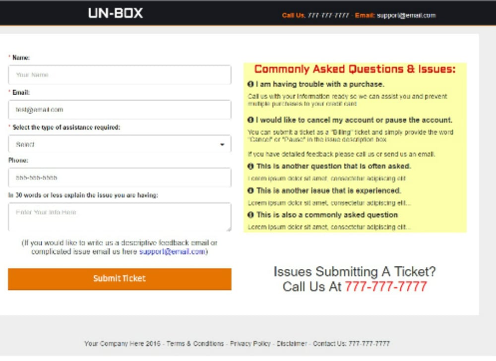 BONUS Support Page + Confirmation Page