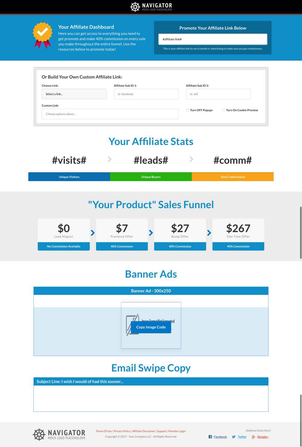 Affiliate Area Page 