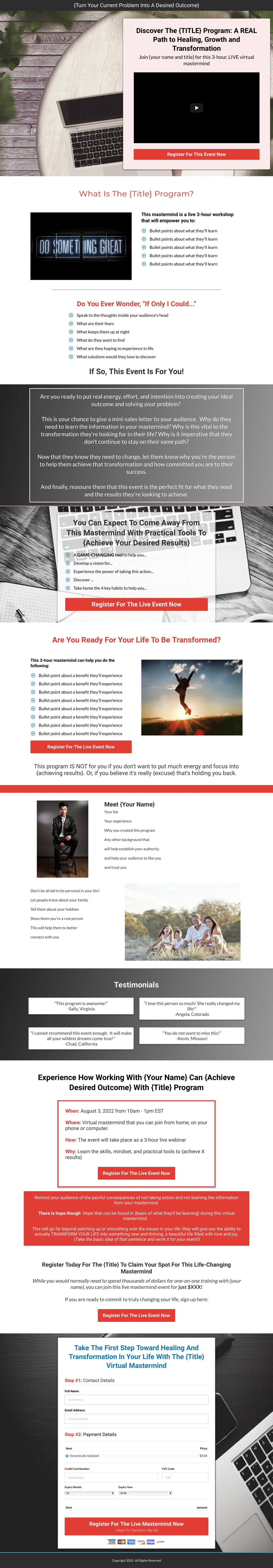 Variation On The Sales Page With Order Form