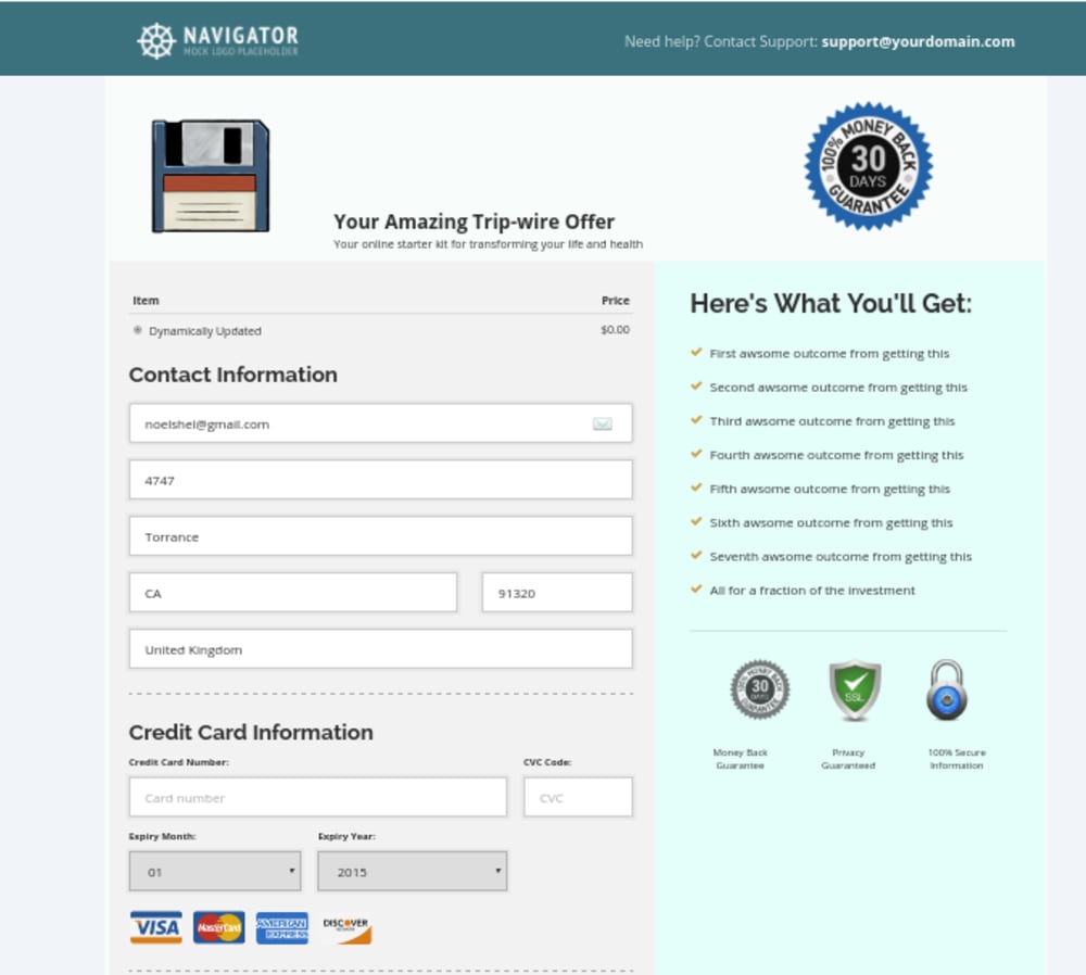 Order Form Screenshot