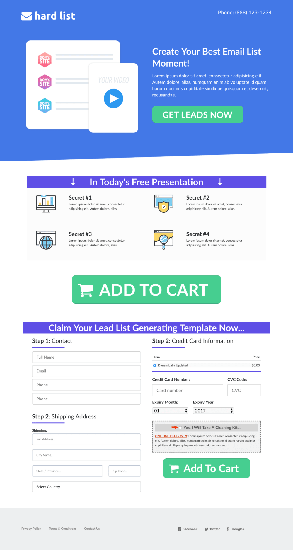 On-Click button shows order form