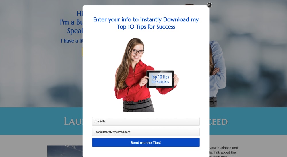 Home Page Pop up