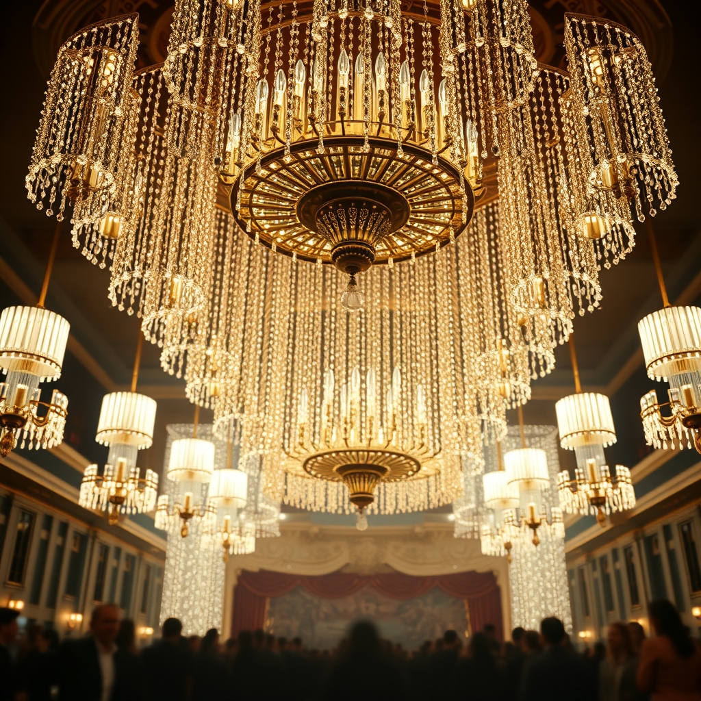 Inside the glittering chandeliers