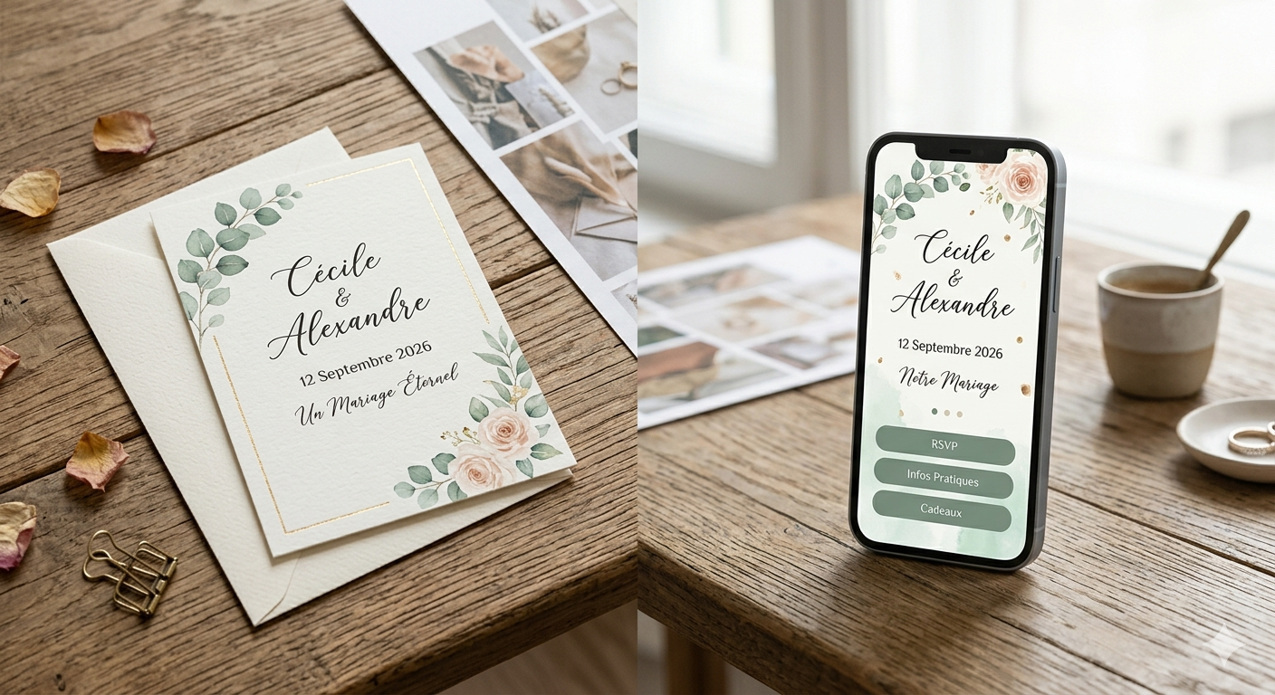 Comparatif faire-part digital vs faire-part papier mariage 2026