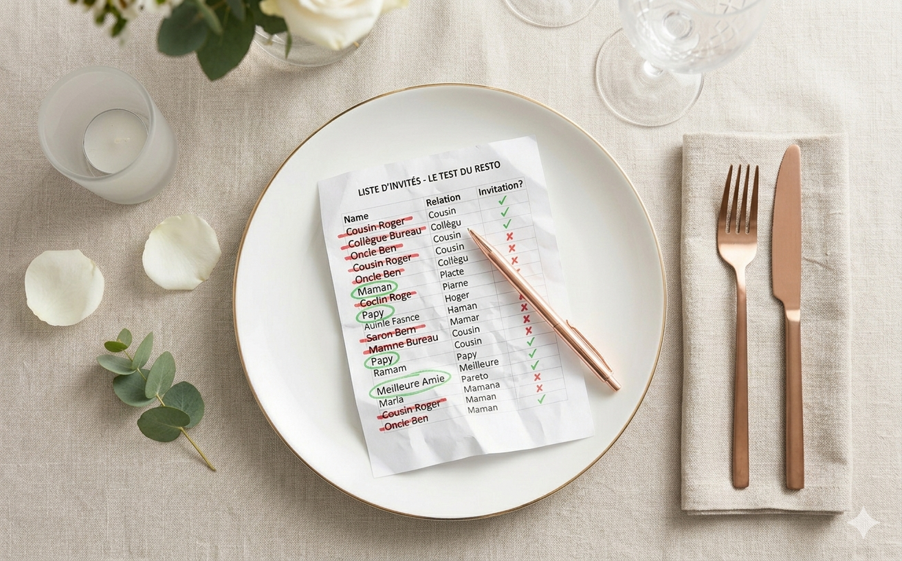 Liste invités mariage test table restaurant tri invitations 2026