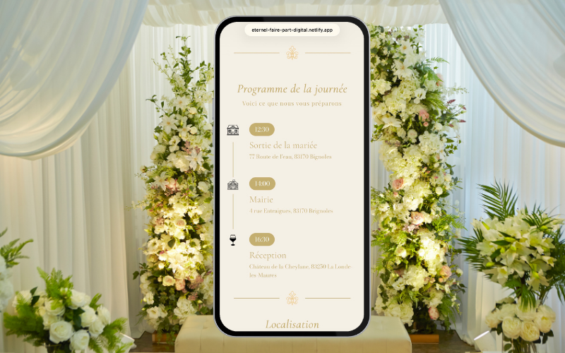 Faire-part digital mariage 2026 invitation numérique sur-mesure