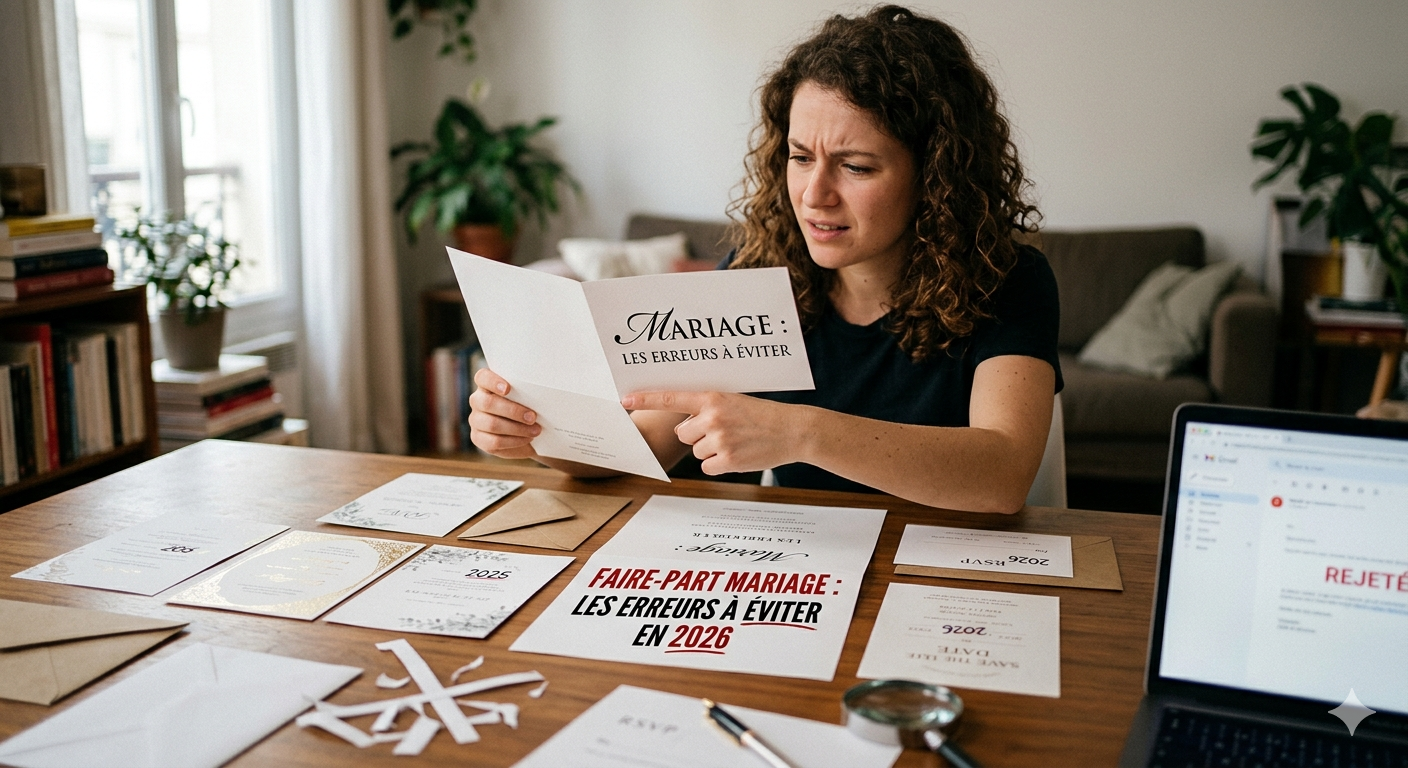 Erreurs à éviter faire-part mariage 2026 pièges conseils