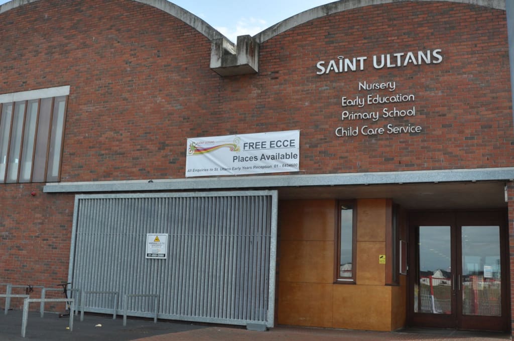 Image of the front of the School Saint Ultans in Dublin