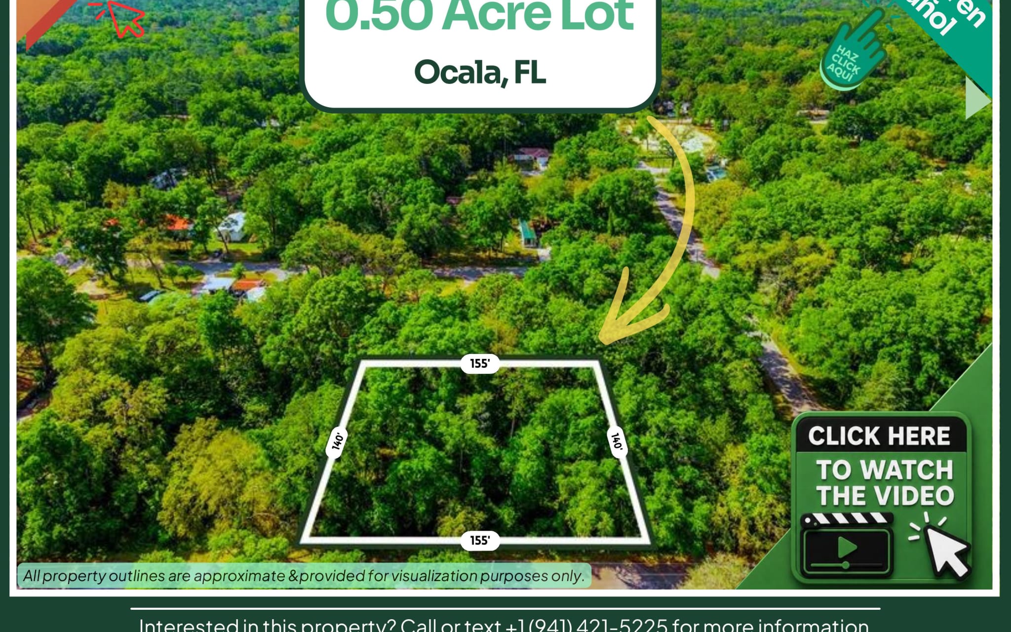 0.50-Acre Mobile Home Lot in Ocala, FL — Paved Road, Power at the Road, Near Hwy 40