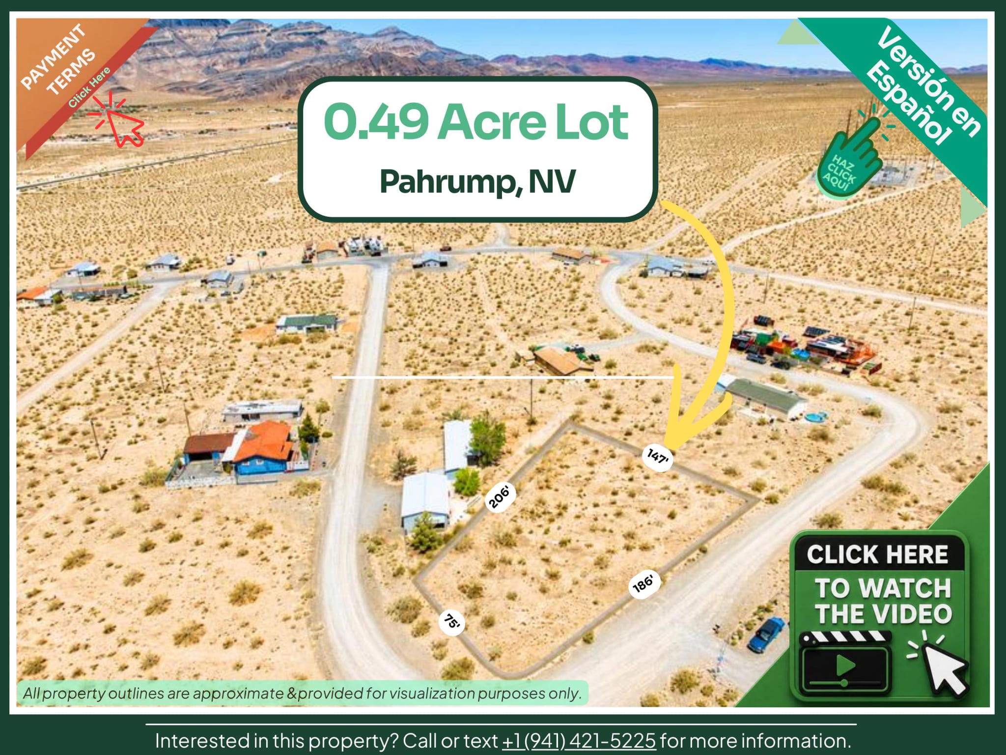 Buildable 0.49-Acre Corner Lot in Pahrump, NV — Public Water & Sewer, Mountain Views — photo 1 of 6