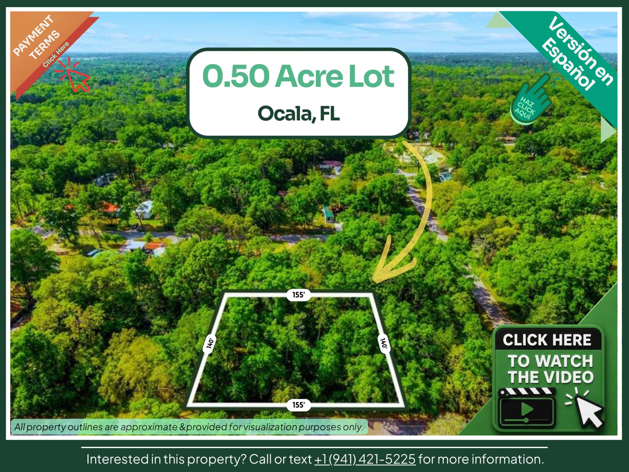 0.50-Acre Mobile Home Lot in Ocala, FL — Paved Road, Power at the Road, Near Hwy 40 — photo 1 of 6