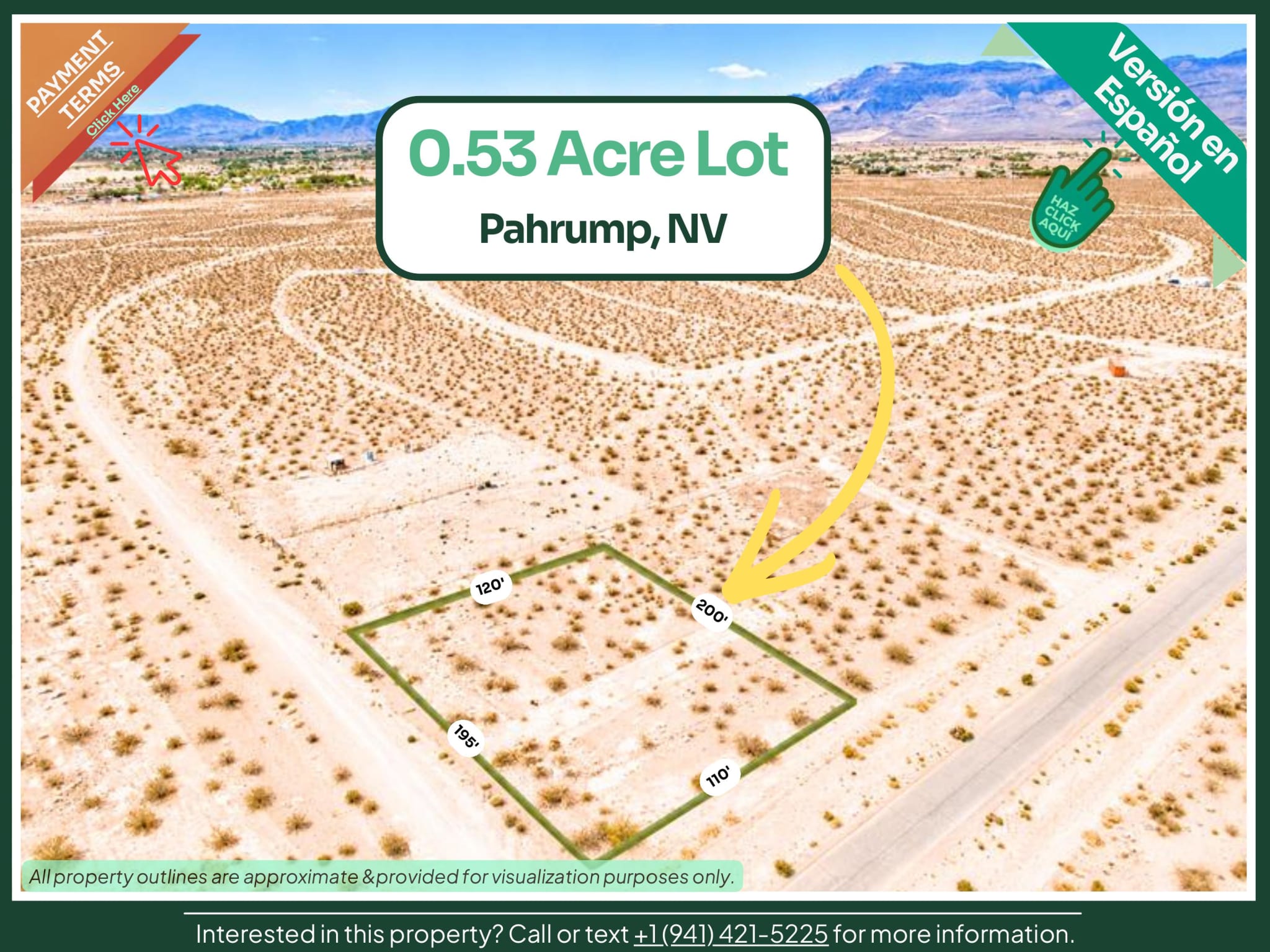 0.53-Acre Corner Lot in Pahrump, NV — Paved Road, Mountain Views — photo 1 of 6