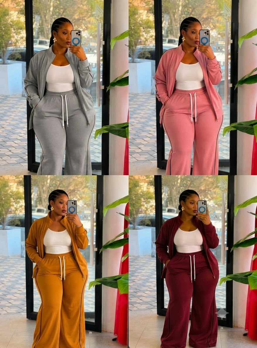 Zip-Up Jacket & Wide-Leg Sweatpants Lounge Set
