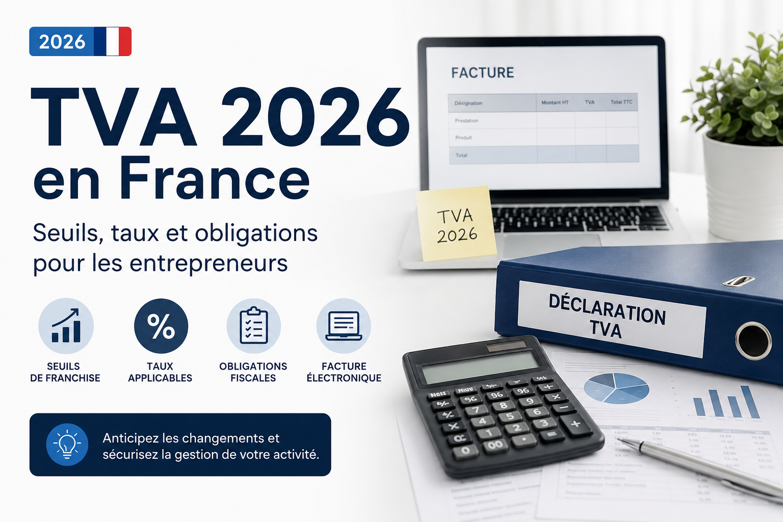 TVA 2026 en France : seuils, taux et obligations pour les entrepreneurs
