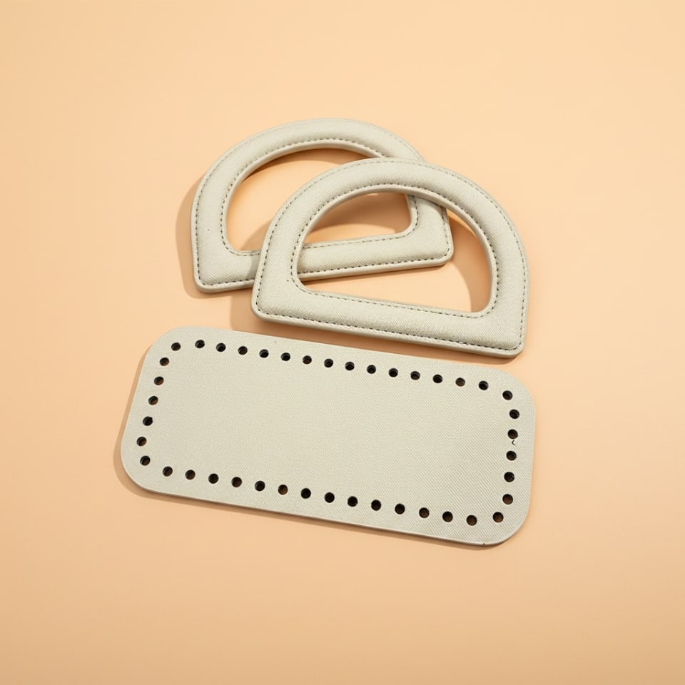 Poignet en D + Support de sac - Beige 8x18 cm