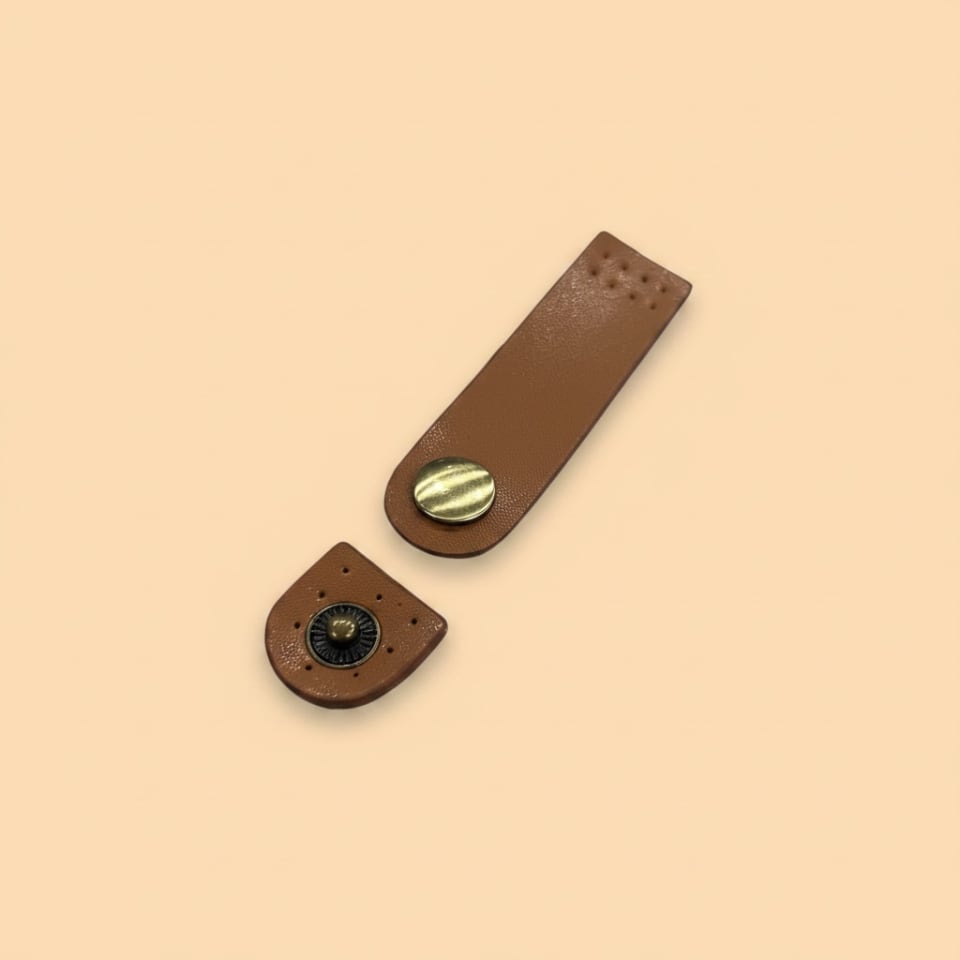 Fermoir + bouton  - Marron