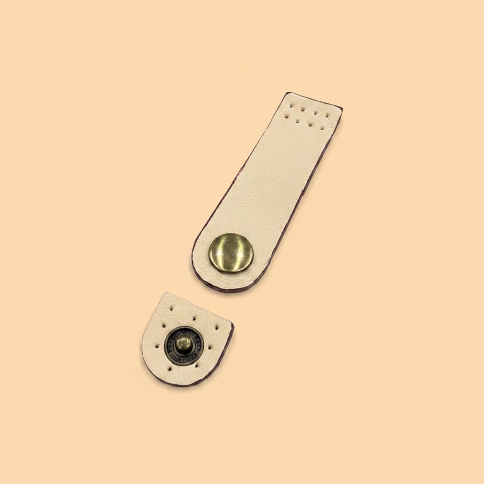 Fermoir + bouton  - Beige
